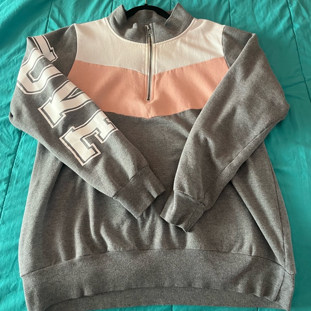 GREY HALF ZIP UP SWEATER